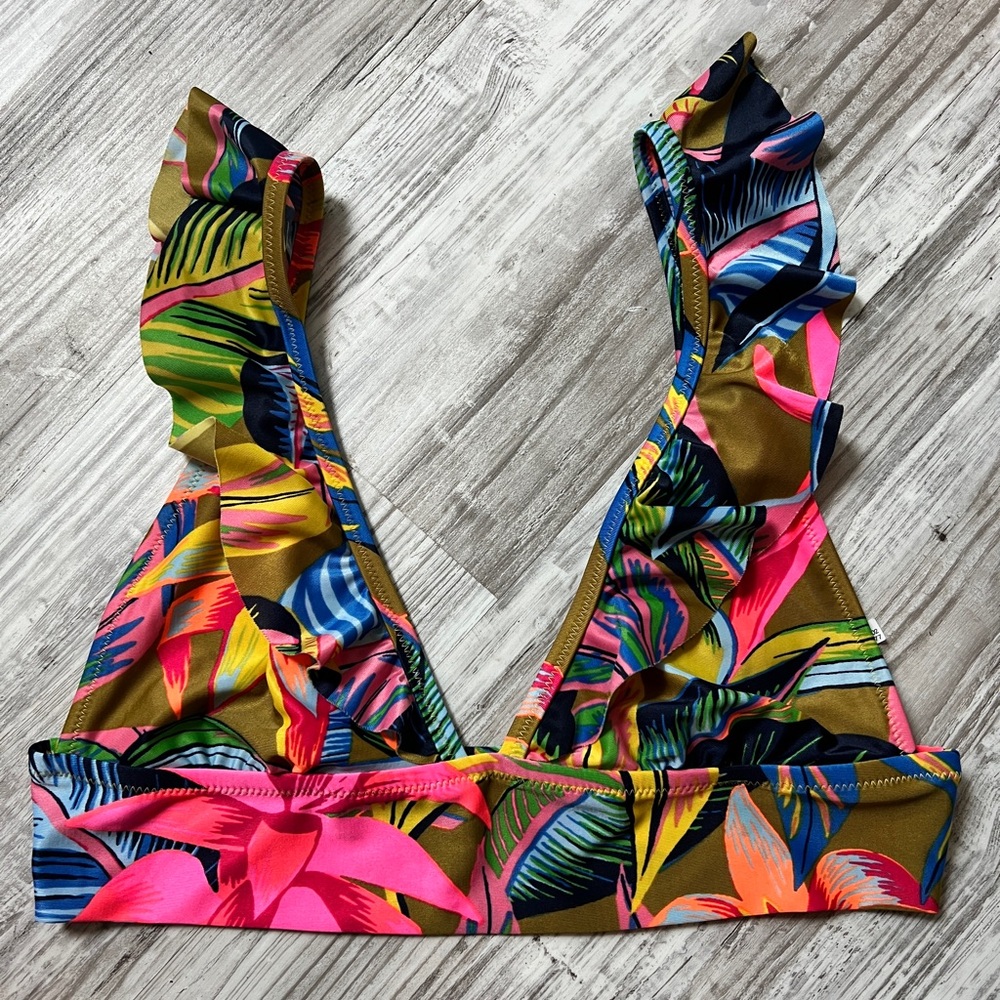 Aerie Ruffle Swim Top -size Large